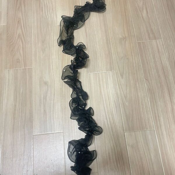 黒レースパールレース パール 帯飾り 帯揚げ 浴衣 着物 リボン シフォン 帯揚げ フリル チュール 振袖