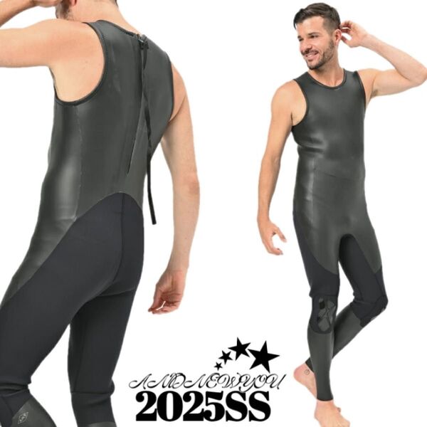 6サイズ 2025年 3mm ロングジョン ウエットスーツ メンズ バックジップ サーフィン スキン バックファスナー 3ミリ