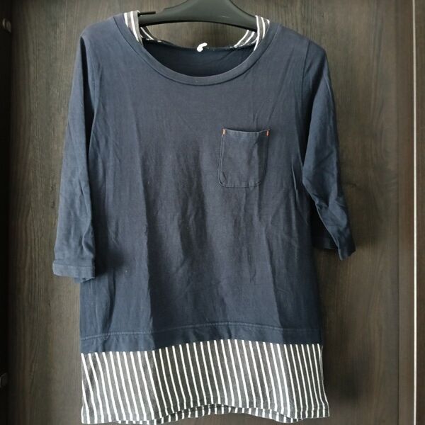 七分袖 カットソー Tシャツ Lサイズ ボーダー
