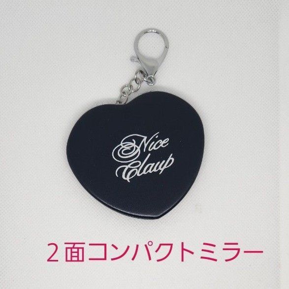 NICE CLAUP コンパクトミラー キーホルダー付き ブラック 拡大鏡付き ブラック