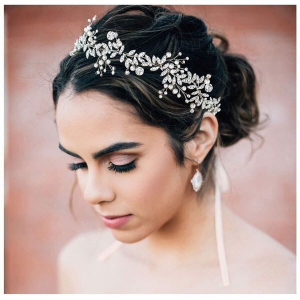 ヘッドドレス 髪飾り 結婚式 ウェディング ヘアアクセサリー ラインストーン 卒業式 成人式 社交ダンス