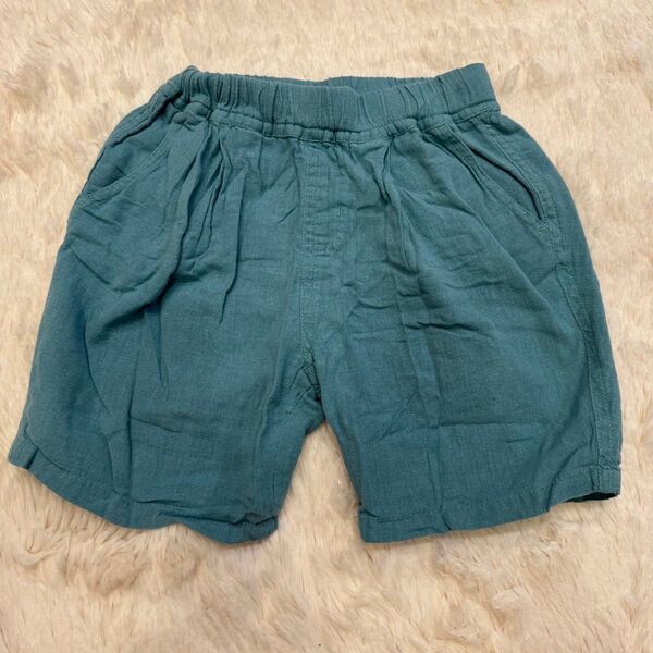 K105 【マーキーズ】 100 ハーフパンツ ショートパンツ 麻混 涼しい ブルー キッズ 子ども服 男の子 女の子