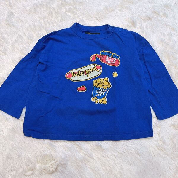 K117 マーキーズ 《95》 ロンT 長袖 Tシャツ キッズ 子ども服 ブルー ホットドック 女の子 男の子 保育園着