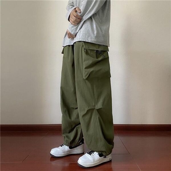 【人気!】カーゴパンツ ワイド パンツ カーキ 3XL ミリタリー カジュアル