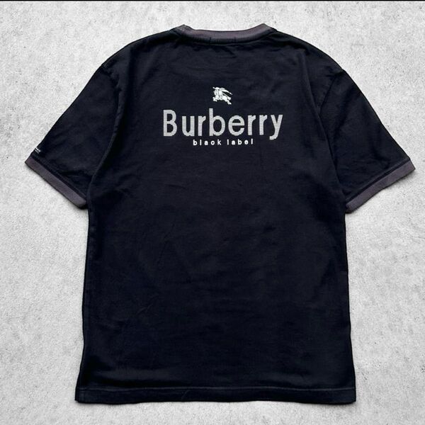 【 正規品 】希少 Burberry BLACK LABEL バーバリーブラックレーベル リンガーT 半袖 Tシャツ