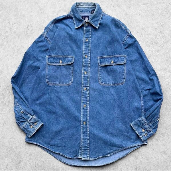 古着 90s 00s vintage old GAP オールド ギャップ BD blue denim shirt デニムシャツ