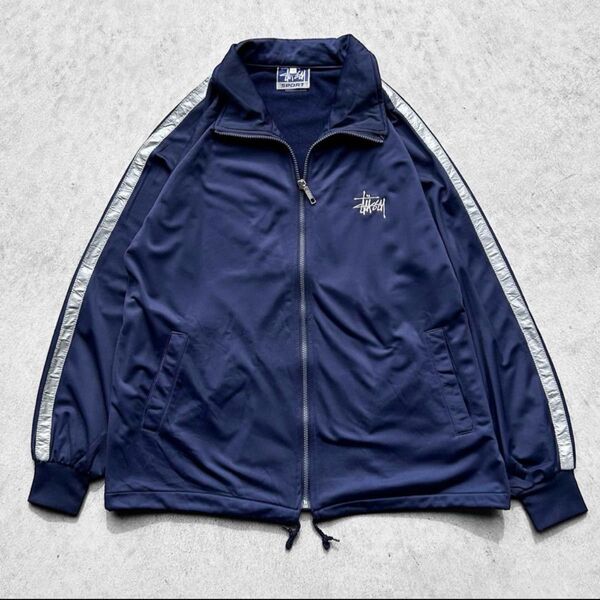 希少 90s USA製 vintage OLD STUSSY オールド ステューシー 刺繍ロゴ トラックジャケット ジャージ
