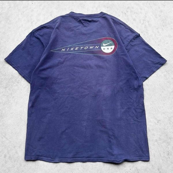 古着 USA製 90s vintage NIKE TOWN ナイキ タウン 刺繍ロゴ 鬼フェード Tシャツ XL