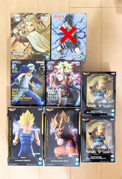 ドラゴンボール ワンピース フィギュア まとめ売り、セット売り ゴテンクス、ベジータ、ルフィ、ロー、孫悟空