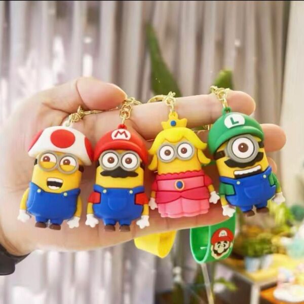 限定品☆ ミニオン マリオ キーホルダー4点セット ストラップ ユニバ