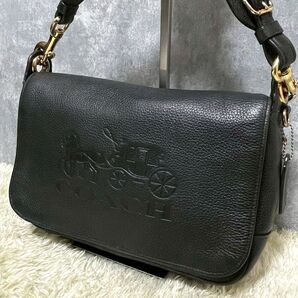 【美品】COACH コーチ メッセンジャーバッグ レザー 革 ブラック 黒 ショルダーバッグ 斜め掛け クロスボディ