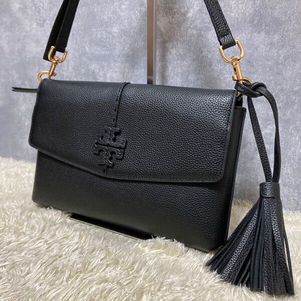 【極美品】Tory Burch トリーバーチ ショルダーバッグ マックグロー レザー 本革 ブラック 黒 2way ハンドバッグ