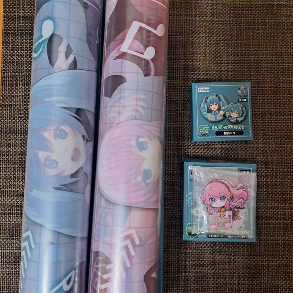 フリューくじ 初音ミク 巡音ルカ 缶バッジセット プレートぬーどるストッパー クリアポスター