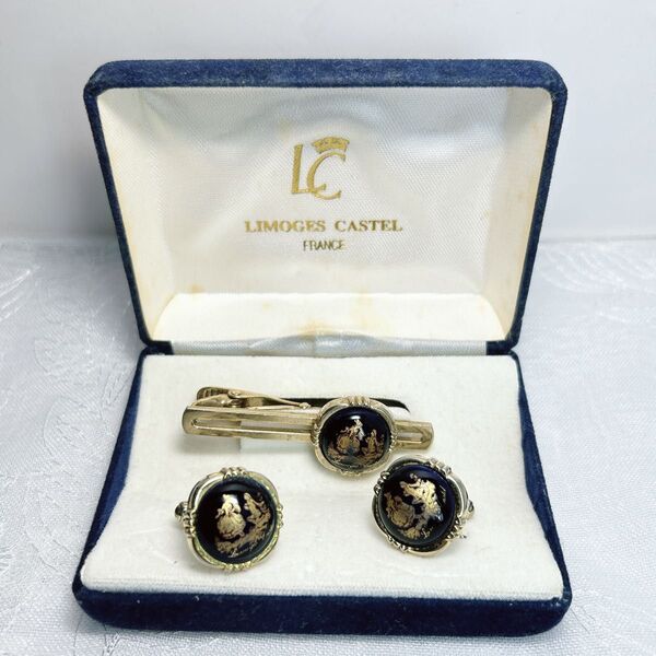 LIMOGES CASTEL カフリンクス&タイピン セット フランス製 ネクタイピン タイピン ヴィンテージ カフス