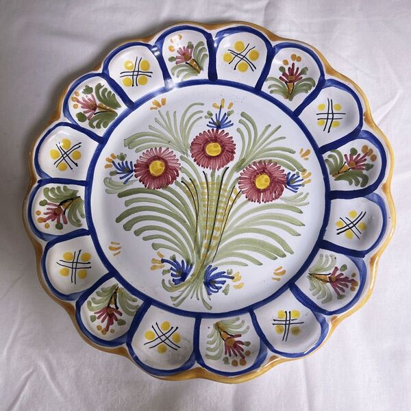 Talavera スペイン製 手描き陶器皿 アンティーク 飾皿 絵皿 飾り皿 陶器
