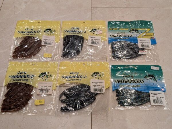 新品 ゲーリーヤマモト 4インチ シャッドシェイプワーム 6パックセット GARY YAMAMOTO ルアー ワーム