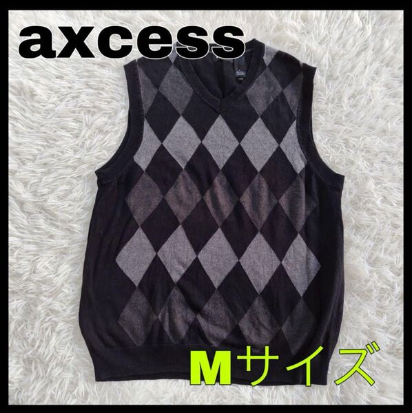 axcess アーガイル柄ニットベスト Mサイズ