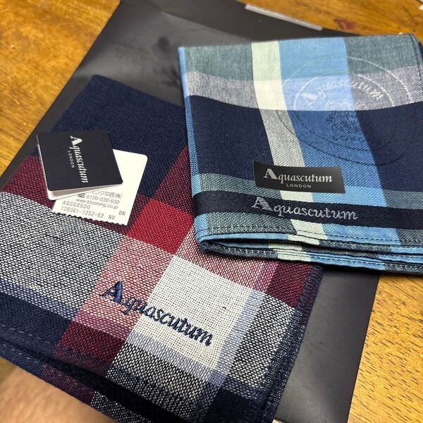 Aquascutum ハンカチ 2枚セット チェック柄 アクアスキュータム