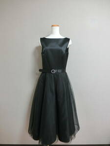 LAURA ASHLEY　ローラアシュレイ　チュール　ベルト　ドレス　ワンピース　ブラック　USA６　大きいサイズ