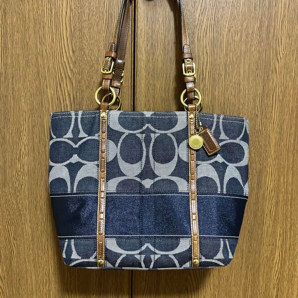 美品 希少 COACH コーチ デニム トートバッグ 11179 シグネチャー