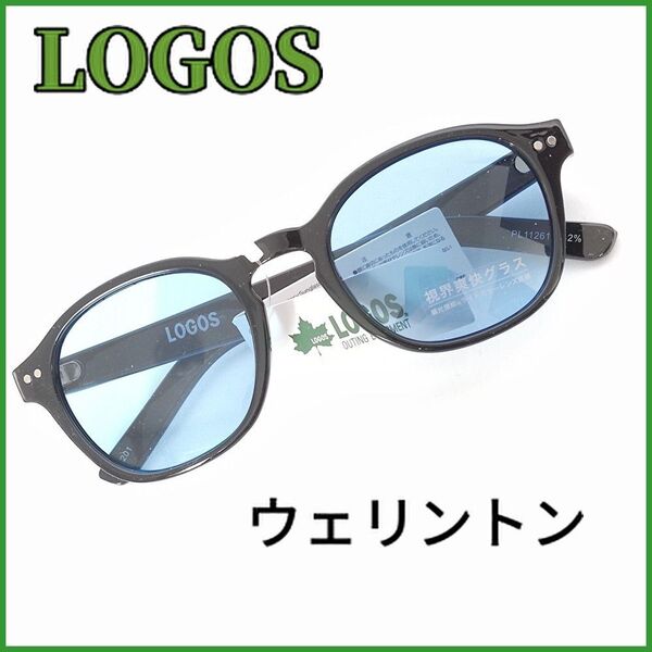 LOGOS ロゴス ウェリントンタイプ ライトカラー偏光サングラス フレーム/ブラック レンズカラー/ライトブルー