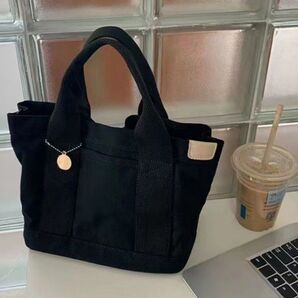 マグネット付きキャンバスバッグ トートバッグ ミニバッグ ランチバッグ 韓国 ブラック