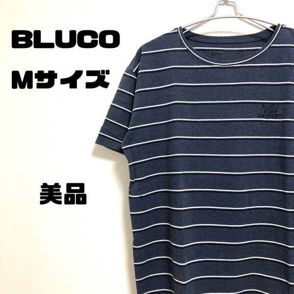 美品 BLUCO ブルコ 刺繍 ボーダー Tシャツ Mサイズ