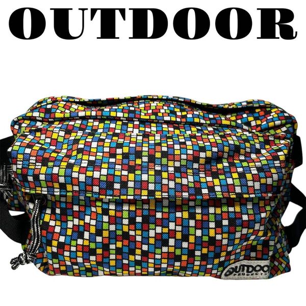 【極美品】OUTDOOR アウトドア ウエストポーチ モザイク柄 オシャレ レディース メンズ