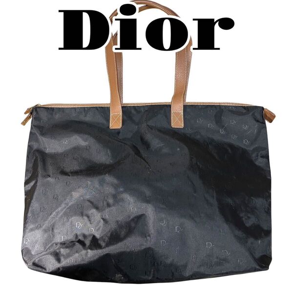 【良品】Dior ディオール トートーバッグ ブラック ナイロン 大容量 軽量 オブリーク