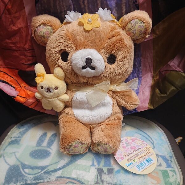 激レア リラックマストア限定 おすわりぬいぐるみ 花冠 うさぎ イエロー