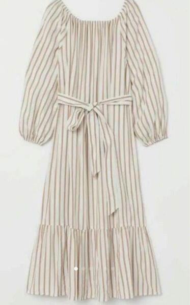 H&M ストライプロングワンピース ロング丈 長袖