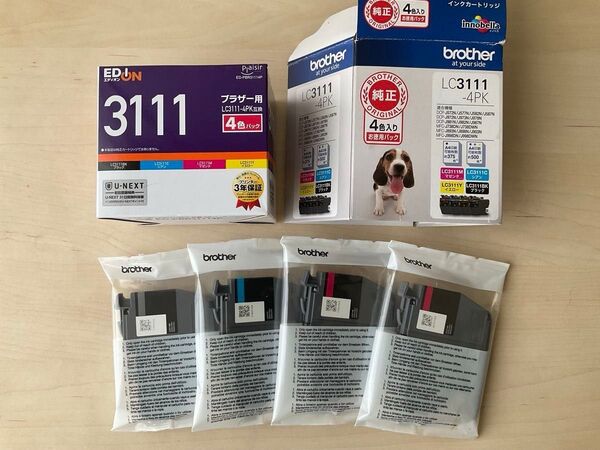 【新品未使用】ブラザー brother インクカートリッジ 純正 LC3111-4PK(BK1 C1 M2)& 互換カートリッジ
