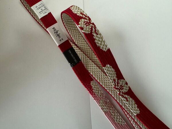 新品 高級 帯締め 平組 京組紐 三分金 赤 ピンク 幅広 スワロフスキー 日本製 2cm 振袖 成人式 両面 正絹 翠嵐工房