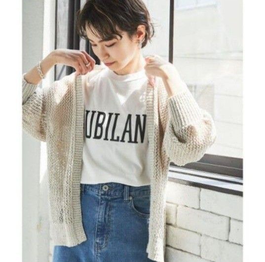 【美品】透かし柄ガウンカーディガン URBAN RESEARCH ニットカーディガン IVORY