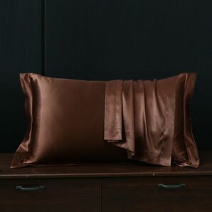 ★2枚セット枕カバー★コーヒー★シルク枕カバー 48*74cm★色変更可能