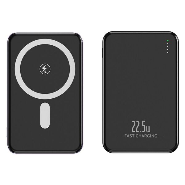 ブラック/モバイルバッテリー 10000mAh ワイヤレス充電 強力マグネット 急速充電 2台同時充電