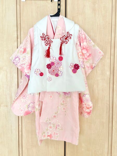 七五三 3歳着物 女の子 ピンク 被布