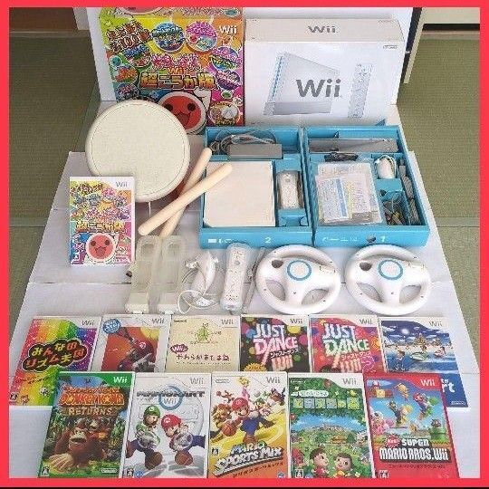 【すぐ遊べる!】【まとめ売り】wii 本体 太鼓の達人 ソフト12枚 任天堂 Nintendo ハンドル ゲーム