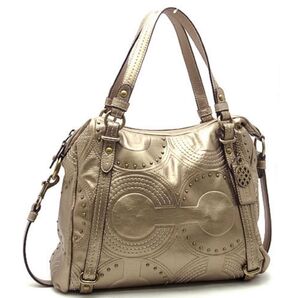 COACH コーチ 2wayショルダーバック メタリック レザー