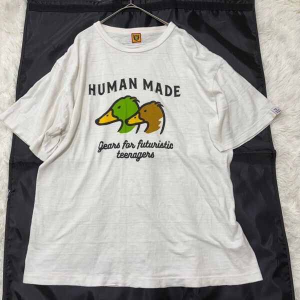 HUMAN MADE ヒューマンメイド Tシャツ XLサイズ ホワイト系 クルーネック 半袖 カモ 鴨