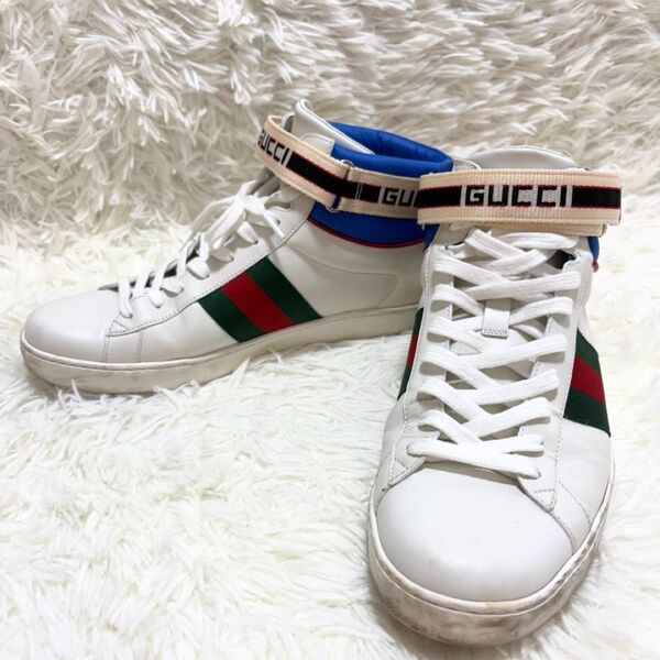 Gucci グッチ スニーカー シューズ 靴 ハイカット シェリーライン ホワイト メンズ ロゴ