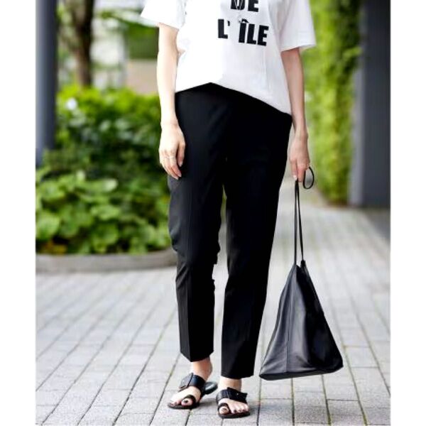 イエナ ドライリネンパンツ 麻 リネン混 春夏 黒 スラックス IENA ブラック 通勤服 オフィス 仕事服 s レディース