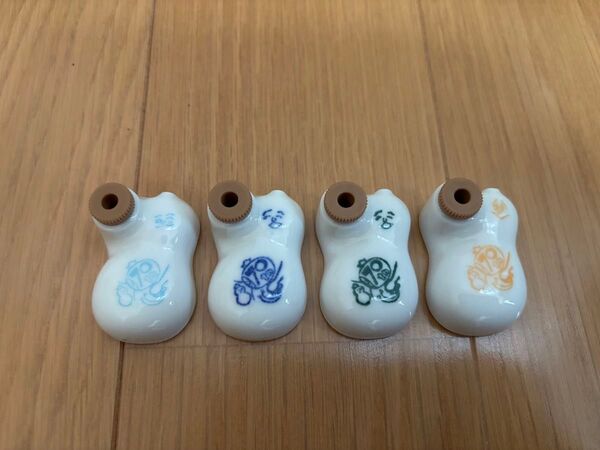 崎陽軒 70周年記念ひょうちゃん 4個セット/しょう油入れ 醤油差し 醤油入れ 陶器 シウマイ弁当 シュウマイ 昭和レトロ