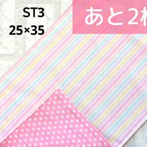 ST3 ランチョンマット ボーダー パステルピンク ナフキン ハンドメイド