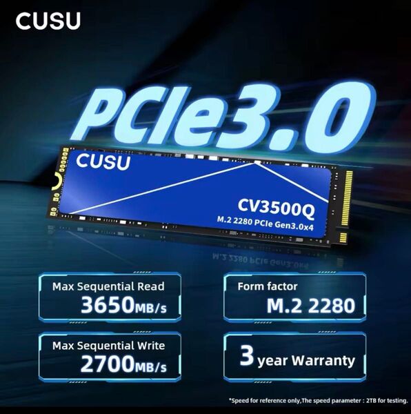 新品 CUSU 1TB M.2 2280 PCIe 3.0 SSD