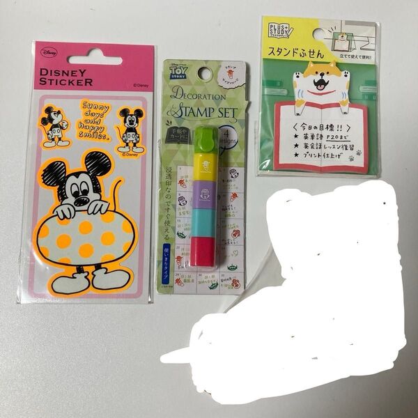 ミッキー ステッカー トイストーリー スタンプ 芝犬 スタンド付箋 メモ帳