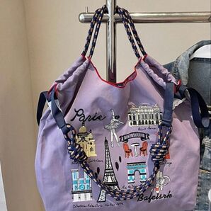 ショルダーベルトつき エコバッグ トートバッグ ナイロン ハンドバッグ 刺繍 人気 可愛い マザーズバッグ 旅行 レディース