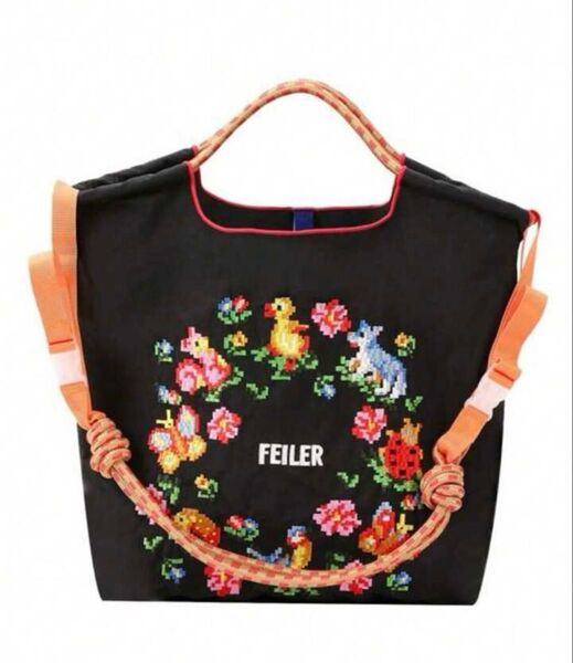 ショルダーベルトつき ストラップつき エコバッグ ボールアンドチェーン トートバッグ トレンド 刺繍バッグ アヒル 花柄 2way