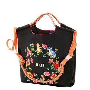 ショルダーベルトつき ストラップつき エコバッグ ボールアンドチェーン トートバッグ トレンド 刺繍バッグ アヒル 花柄 2way