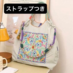 2way ショルダー紐つき ショルダーバッグ ハンドバッグ ナイロン 肩掛け トートバッグ 人気 花柄 軽量 おしゃれ 春夏